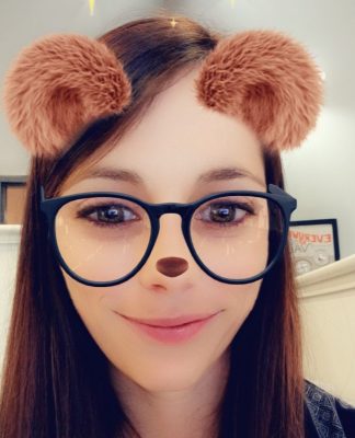 Holly Edwards with bear snapchat filter