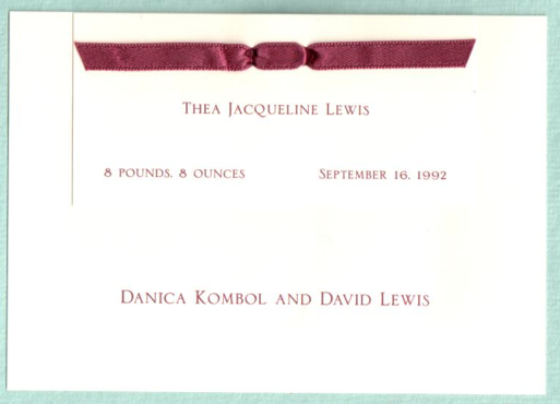 Thea Lewis Birth Announcement