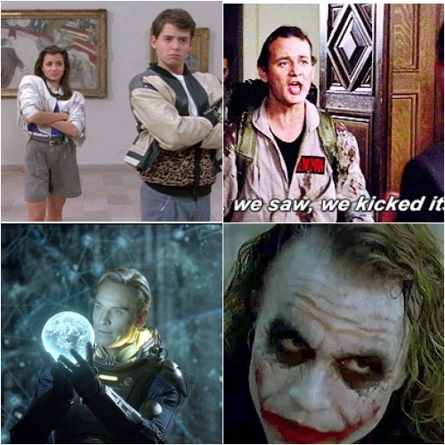 Ferris Buller, Ghostbusters, Prometheus, and Dark Knight Rises Composite